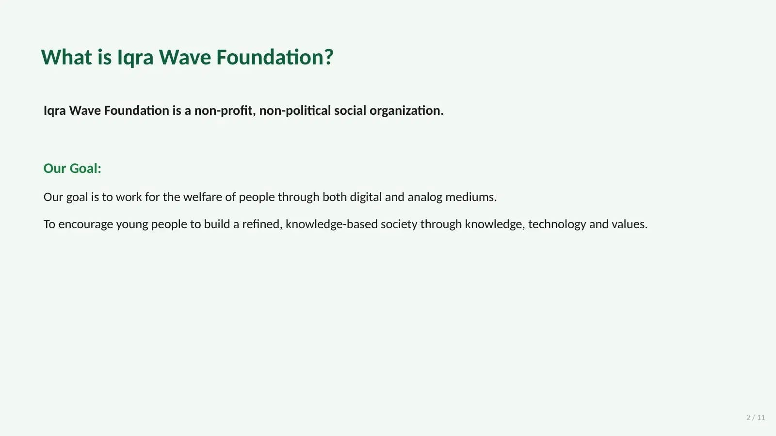 Iqra Wave Foundation, slide 2 of 18